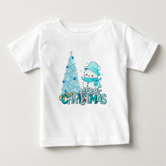 Snowman Merry Christmas Xmas Tree Snow T-Shirt (Devant)