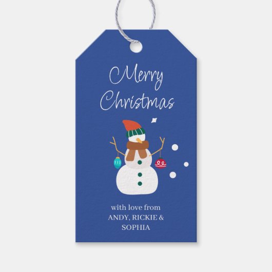 Snowman Merry kerstcadeautjes Labels Cadeaulabel (Voorkant)