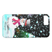 Snowman "Merry Kerstmis" gepersonaliseerd Case-Mate iPhone Case (Achterkant (Horizontaal))