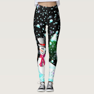 Snowman "Merry Kerstmis" gepersonaliseerd Leggings