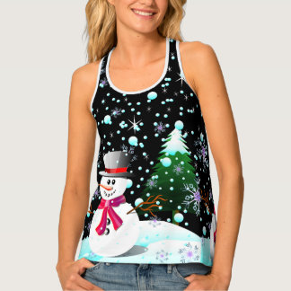 Snowman "Merry Kerstmis" gepersonaliseerd Tanktop