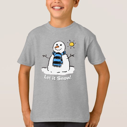 Snowman met Bericht. T-shirt (Voorkant)