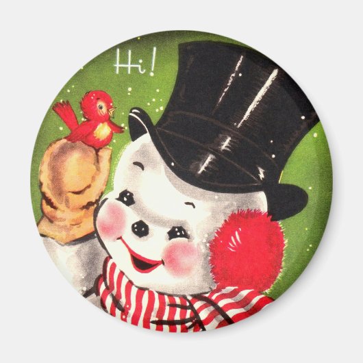 Snowman met Bird Magneet (Voorkant)