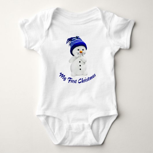 Snowman met blauw Pet Baby Romper (Voorkant)