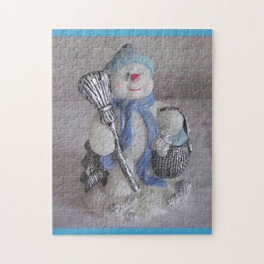 Snowman met Broom Legpuzzel (Verticaal)