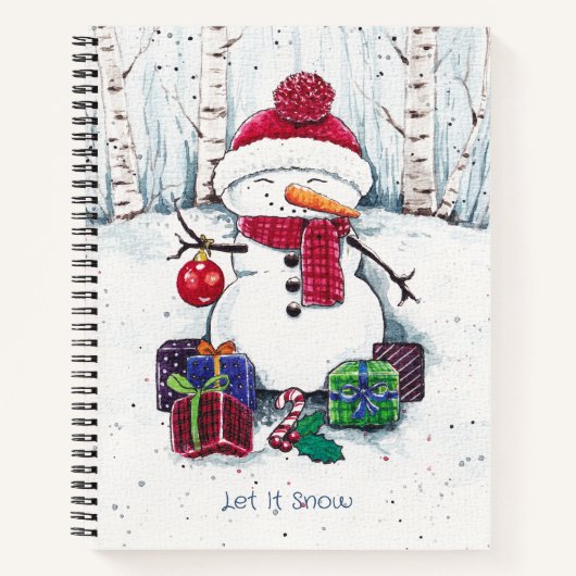 Snowman met cadeaus in Waterverf Notitieboek (Voorkant)