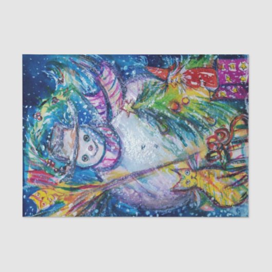 SNOWMAN MET CHRISTMAS TREE EN TOYS TISSUEPAPIER (Voorkant)