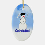 Snowman met diploma afstuderen keramisch ornament (Rechts)