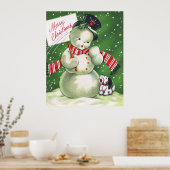 Snowman met Dog Poster (Keuken)