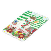 Snowman met een bruom Holiday Premium magnet Magneet (Linkerzijde)