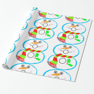 Snowman met een kerstfeestdag met rood en groen sj cadeaupapier