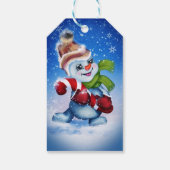 Snowman met een sjaal cadeaulabel (Achterkant)