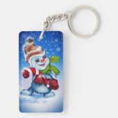 Snowman met een sjaal sleutelhanger (achterkant)