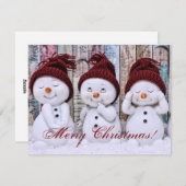 Snowman met feestdag voor kerst feestdagenkaart (Voorkant / Achterkant)