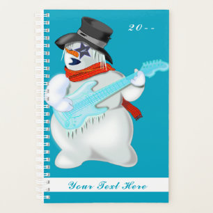 Snowman met Guitar Funny Planner Gepersonaliseerd