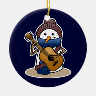 Snowman met Guitar Keramisch Ornament