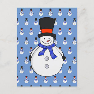 Snowman met hoge hoed briefkaart