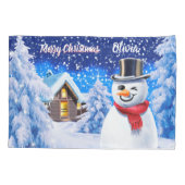 Snowman met kerst voor kinderen kussensloop (Achterkant-Links)