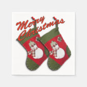 Snowman met kerstcadeautjes over wit servetten (Voorkant)