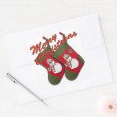 Snowman met kerstcadeautjes over wit vierkante sticker (Envelop)