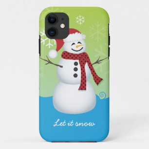 Snowman met kersthoed iPhone 11 hoesje