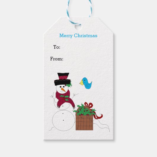 Snowman met kerstman cadeaulabel (Voorkant)