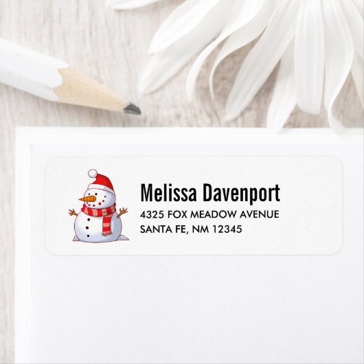 Snowman met kerstmis met rood Pet en karf Etiket (Insitu)