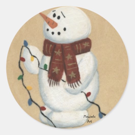 Snowman met lichte Sticker (Voorkant)