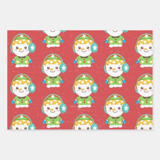 Snowman met Matching Back Inpakpapier Vel (Voorkant)