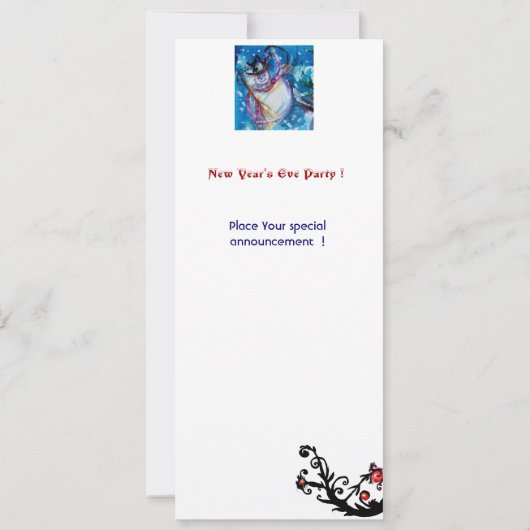 SNOWMAN MET OWL, Eve Party (nieuwjaarsfeest) Kaart (Achterkant)