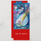 SNOWMAN MET OWL, kerstfeest Kaart (Voorkant / Achterkant)