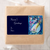 SNOWMAN MET OWL, wit blauw rood Etiket (Insitu)