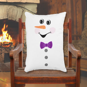Snowman met Paarse Bowtie Black buffalo Accent Kussen