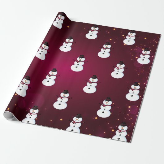 Snowman met Pet Red Cadeaupapier (Uitgerold)