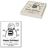 Snowman met Prettige feestdagen Boodschap! Rubber Rubberstempel (Gestempeld)