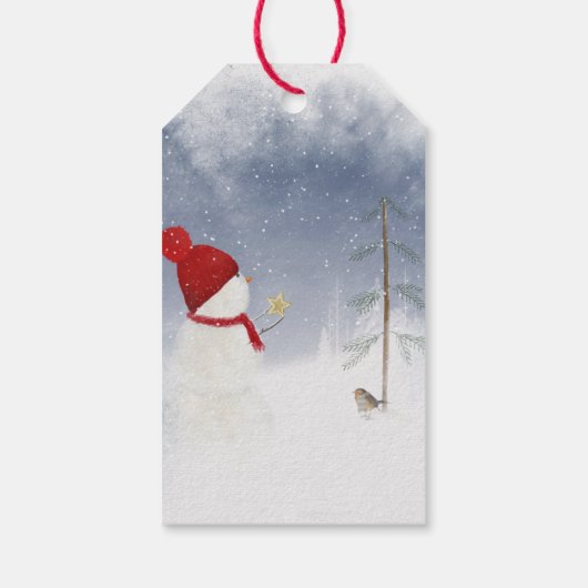 Snowman met prettige kerst cadeaulabel (Achterkant)