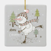 Snowman met prettige kerst keramisch ornament (Achterkant)