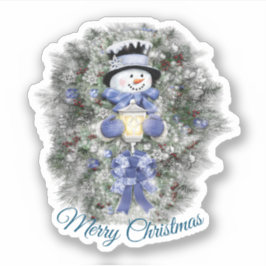 Snowman met prettige kerst sticker