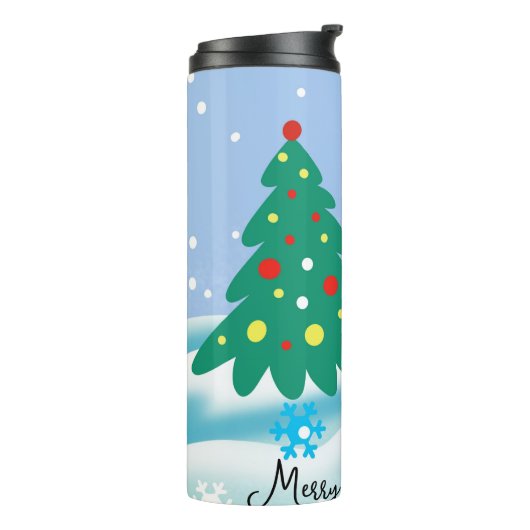 Snowman met prettige kerst thermosbeker (Gedraaid links)