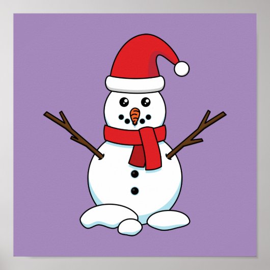 Snowman met Red Bonnet en Scarf Poster (Voorkant)