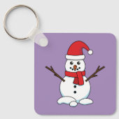 Snowman met Red Bonnet en Scarf Sleutelhanger (Voorkant)