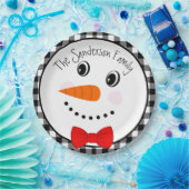 Snowman met Red Bowtie Black Buffalo Pset Trim Papieren Bordje (Feest)
