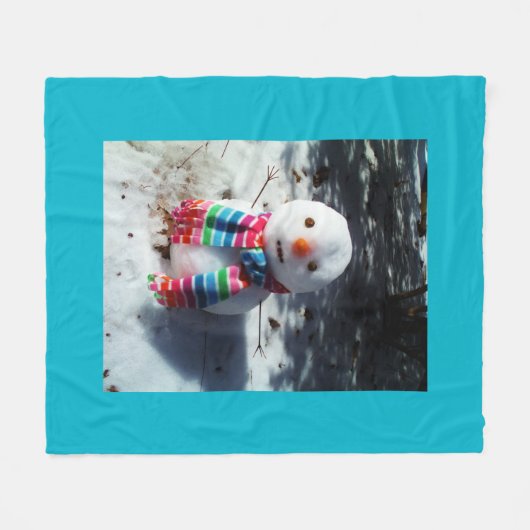 Snowman met regenboogschar fleece deken (Voorkant (Horizontaal))