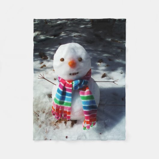 Snowman met regenboogschar fleece deken (Voorkant)