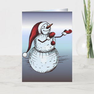 Snowman met Santa Hat en wortelneus Feestdagen Kaart