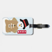 Snowman met sneeuwbordje bagagelabel (Achterkant horizontaal)