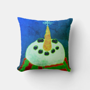 Snowman met Snowflake Abstracte kerstkunst Kussen