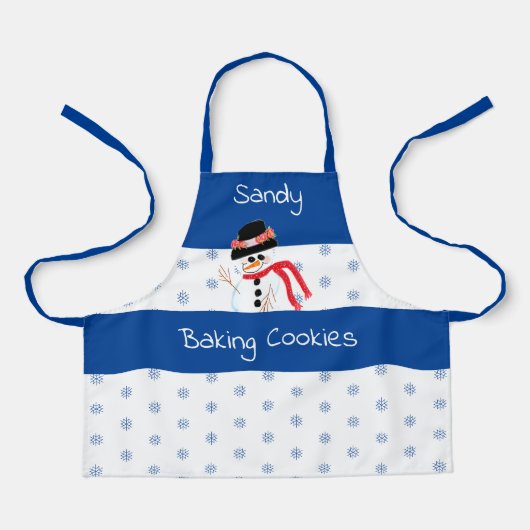 Snowman met Snowflake All-Over Print Schort (Voorkant)