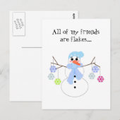 Snowman met Snowflake Friends Briefkaart (Voorkant / Achterkant)