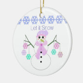 Snowman met Snowflakes Keramisch Ornament (Links)